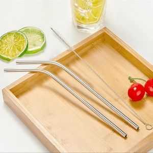 3 pcs stainless steel straw and cleaning brush set
